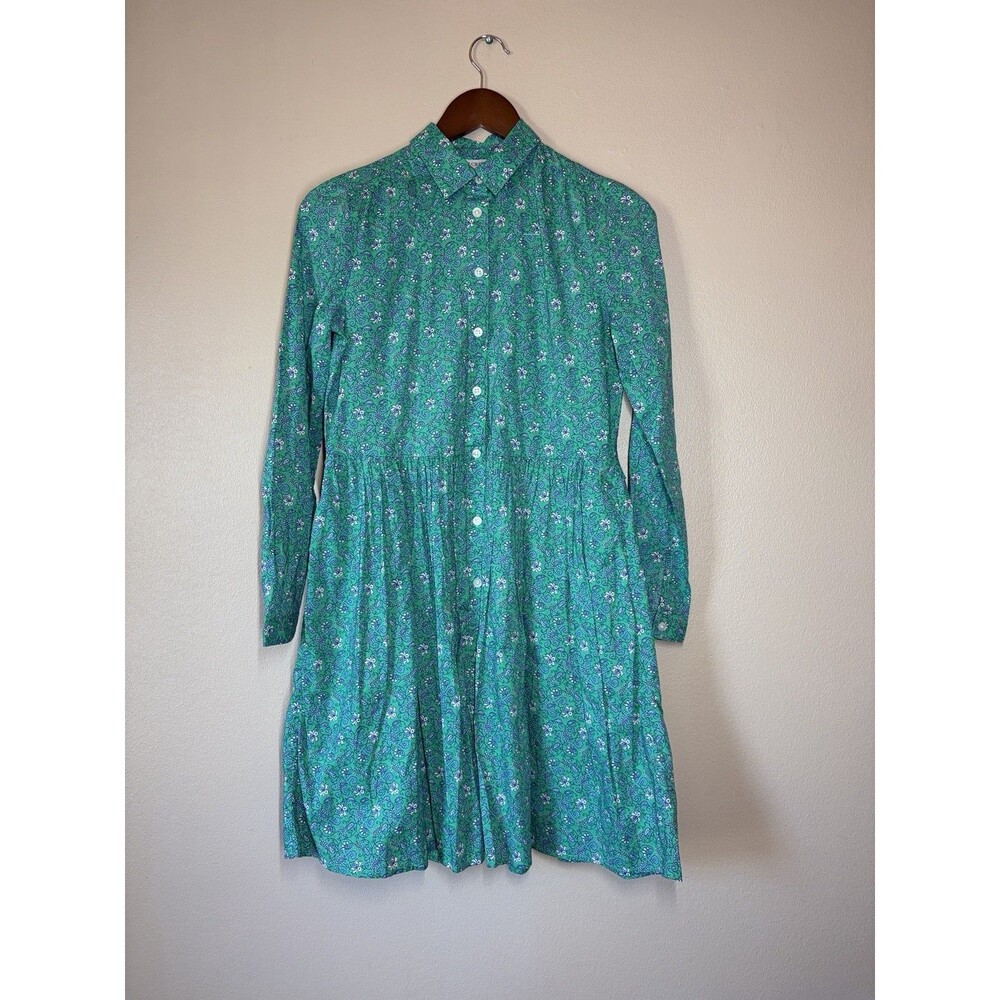 NWT J. Crew Factory floral collared mini Shirt Dress Size 00 long sleeve Pockets